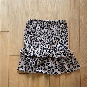 Olivaceous Animal Print Mini Skirt with Ruffle size small